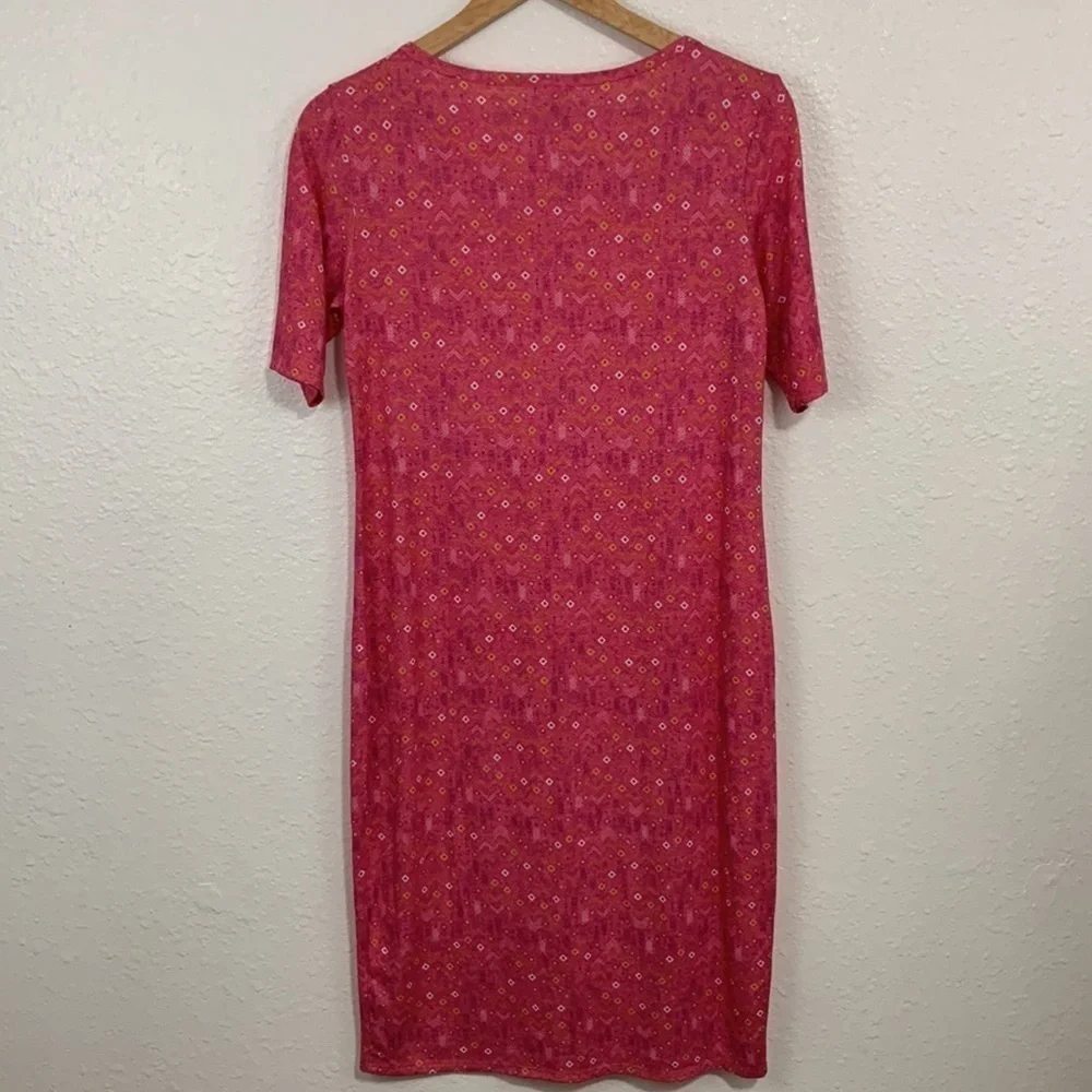 Lularoe Pink Abstract Print Julia Casual Knee Length Dress Size M